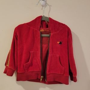 Aviator Nation red Terry hoodie size 12-18m with velvet stripe  infant baby kids